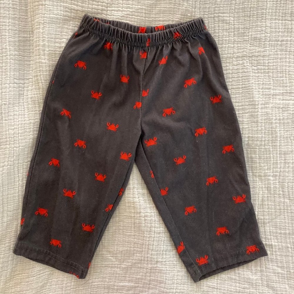 Carter's light summer pants - boys 12 months - Gray with crab print